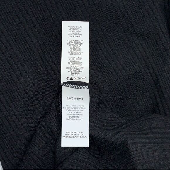 VITAMIN A CATALINA TEE LONG DRESS IN BLACK ORGANIC COTTON STRETCHY RIB KNIT MIDI - Picture 12 of 15